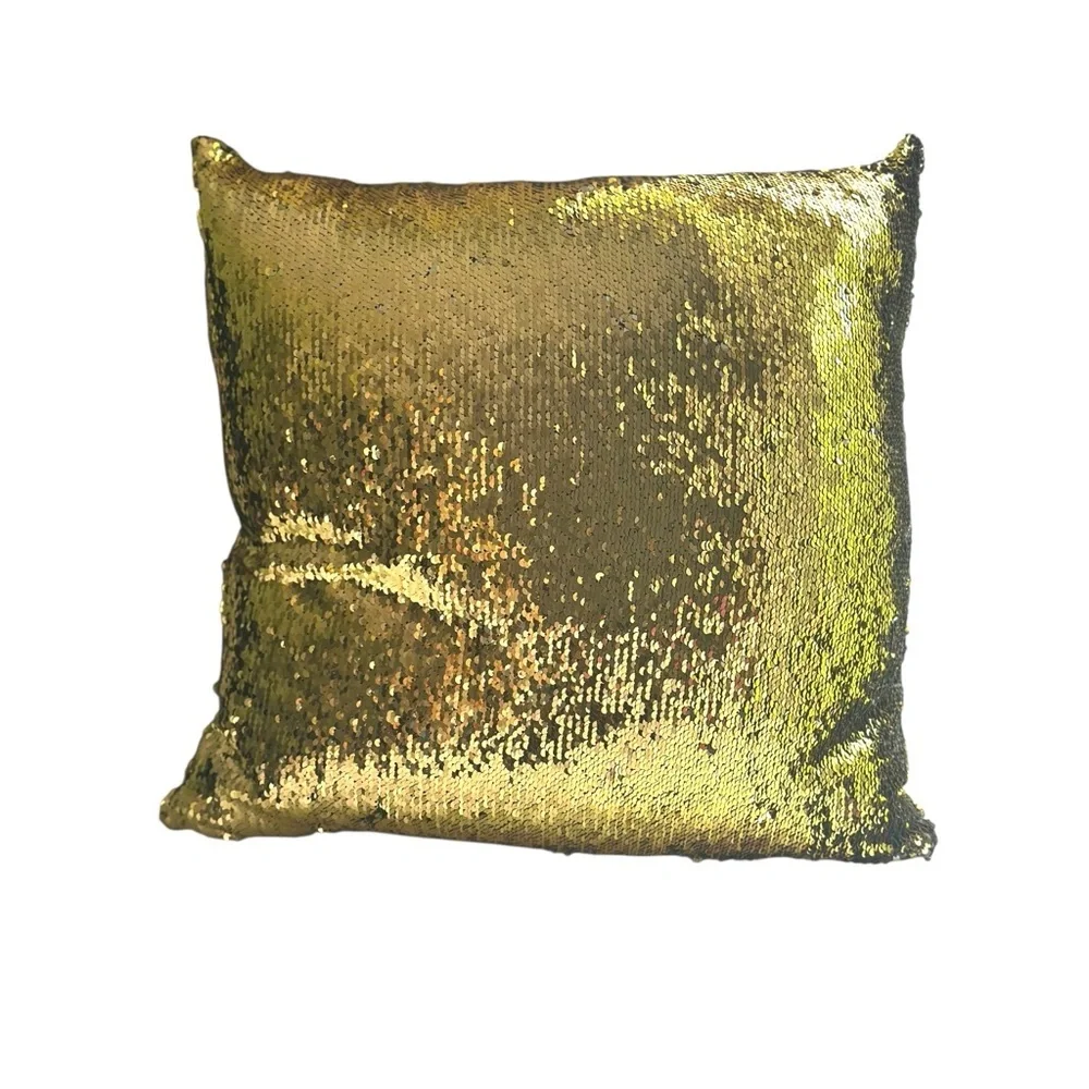 Aviva Stanoff Silver/Gold Sequin Silk Pillow 18x18‎ NWOT
